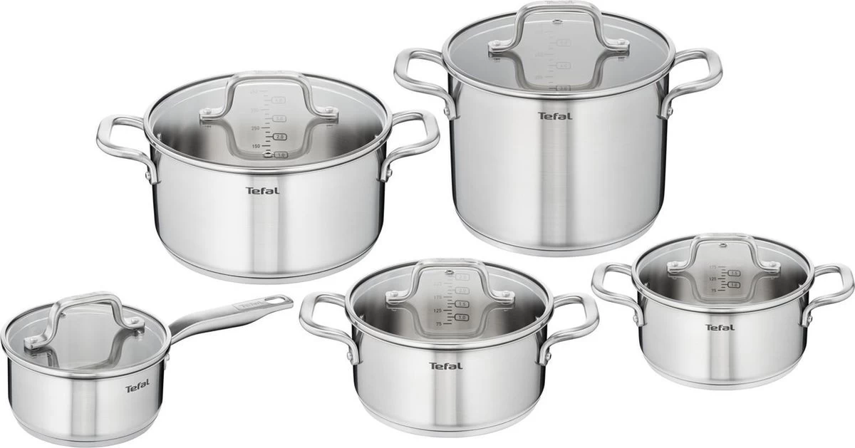 Tefal Virtuoso Pannenset 5 Delig - Hoge Kookpan Ø 22 Cm + Steelpan Ø 16 Cm + Kookpannen Ø 18/20/24 Cm 1 Tefal Virtuoso Pannenset 5 Delig - Hoge Kookpan Ø 22 Cm + Steelpan Ø 16 Cm + Kookpannen Ø 18/20/24 Cm