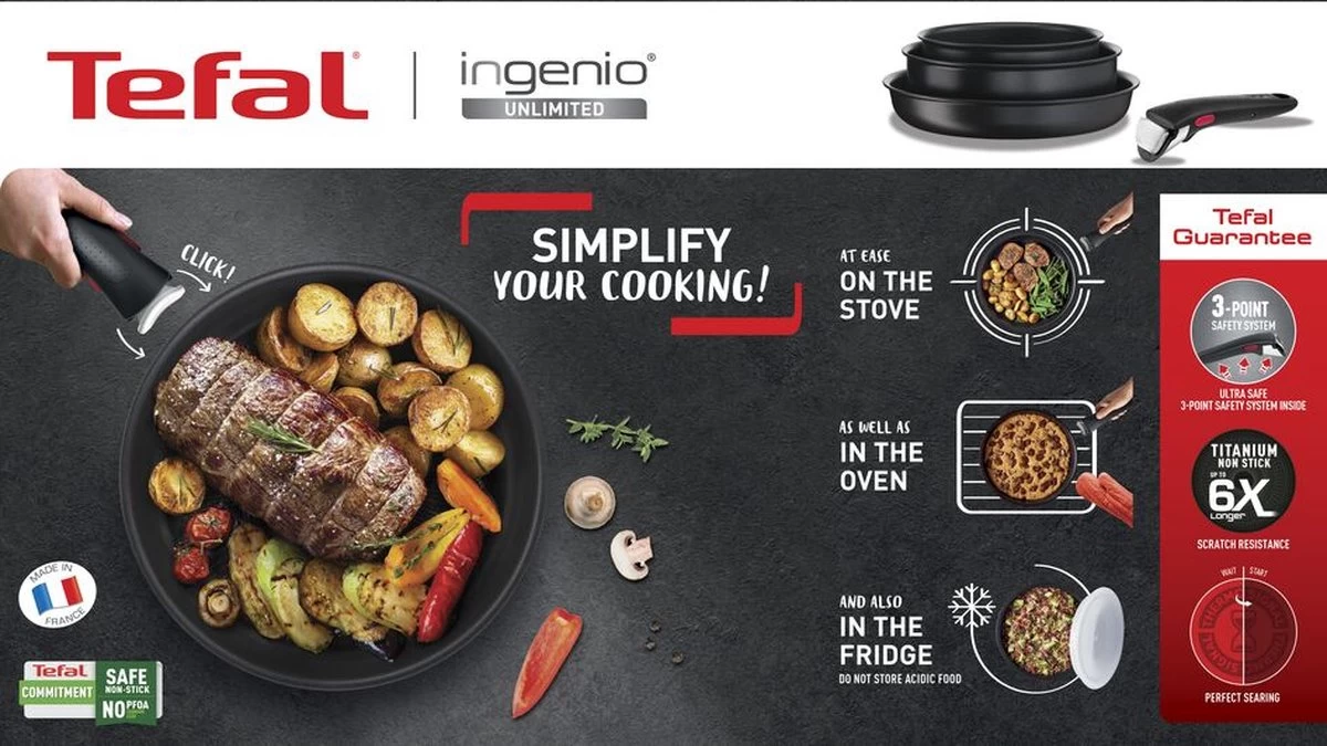 Tefal Ingenio Unlimited - Hapjespan - Ø24 Cm - Excl. Handgreep 8 Tefal Ingenio Unlimited - Hapjespan - Ø24 Cm - Excl. Handgreep - Afbeelding 8