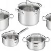 Tefal Duetto+ Pannenset -10 Delig- 5 Pannen - Kookpannenset - Zilver - Afdruipdeksels