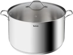 TEFAL B8646404 26 Cm Roestvrijstalen Pan, Alle Branders Inclusief Inductie, 6,5 L, Stevige Handgrepen, Glazen Deksel, Intuition XL