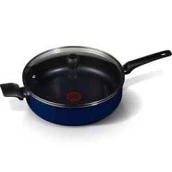 Tefal Starters Hapjespan 28 Cm + Glazen Deksel Blauw/Zwart -Tefal 3168430250079 3