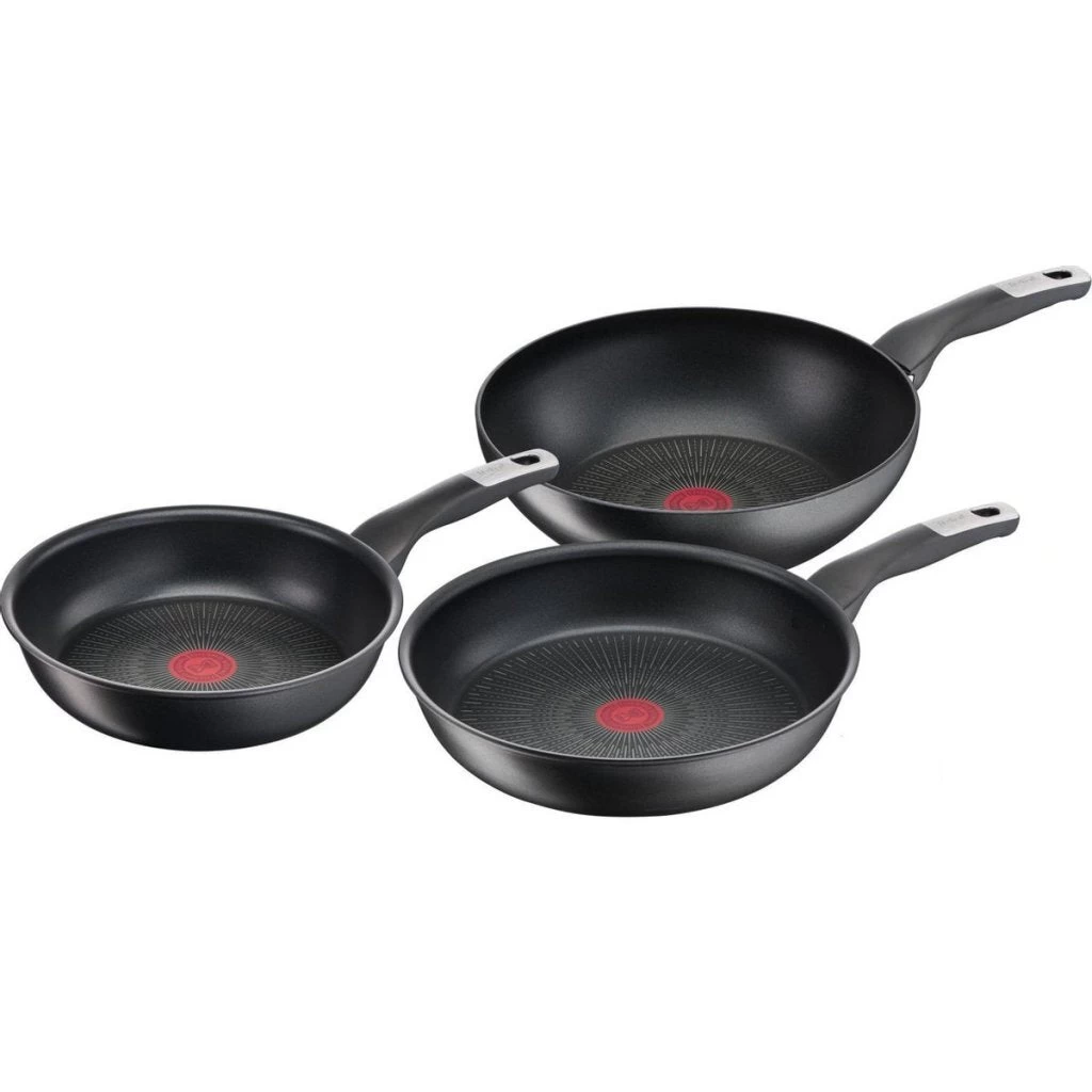 Tefal Unlimited Pannenset 24+28 Cm Koekenpannen + Wokpan 28 Cm Zwart 1 Tefal Unlimited Pannenset 24+28 Cm Koekenpannen + Wokpan 28 Cm Zwart
