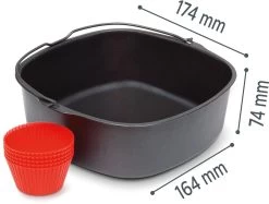 Tefal Friteuse UNO M Roestvrij Staal FF215 Capaciteit: 1 Kg, Instelbare Thermostaat, Kijkvenster, Afdruipstand, Edelstaal/zwart -Tefal philips bakinzet hd9925 01 met muffincups rood 1