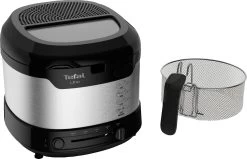 Tefal Friteuse UNO M Roestvrij Staal FF215 Capaciteit: 1 Kg, Instelbare Thermostaat, Kijkvenster, Afdruipstand, Edelstaal/zwart