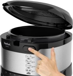 Tefal Friteuse UNO M Roestvrij Staal FF215 Capaciteit: 1 Kg, Instelbare Thermostaat, Kijkvenster, Afdruipstand, Edelstaal/zwart -Tefal tefal friteuse uno m roestvrij staal ff215 capaciteit 1 kg instelbare thermostaat kijkvenster afdruipstand edelstaal zwart zwart 9