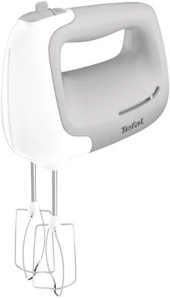 Tefal Handmixer HT450B Prep'Mix 5 Snelheden, 2 Garde En 2 Deeghaken Van Edelstaal, Veelzijdig, Ergonomisch Design, Vaatwasserbestendige Accessoires -Tefal tefal handmixer ht450b prepmix 5 snelheden 2 garde en 2 deeghaken van edelstaal veelzijdig ergonomisch design vaatwasserbestendige accessoires wit 3