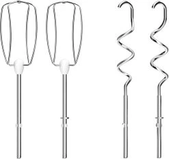 Tefal Handmixer HT450B Prep'Mix 5 Snelheden, 2 Garde En 2 Deeghaken Van Edelstaal, Veelzijdig, Ergonomisch Design, Vaatwasserbestendige Accessoires -Tefal tefal handmixer ht450b prepmix 5 snelheden 2 garde en 2 deeghaken van edelstaal veelzijdig ergonomisch design vaatwasserbestendige accessoires wit 5