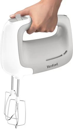 Tefal Handmixer HT450B Prep'Mix 5 Snelheden, 2 Garde En 2 Deeghaken Van Edelstaal, Veelzijdig, Ergonomisch Design, Vaatwasserbestendige Accessoires -Tefal tefal handmixer ht450b prepmix 5 snelheden 2 garde en 2 deeghaken van edelstaal veelzijdig ergonomisch design vaatwasserbestendige accessoires wit 7